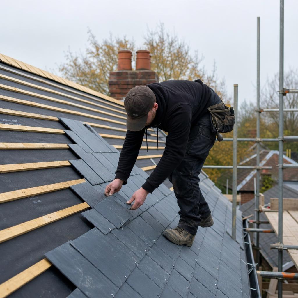 Slate Re-Roof in Progress